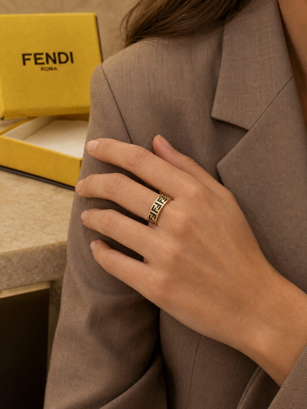Fendi Modern Designer Ring Style 2 | New with Box - Picture 9 of 9